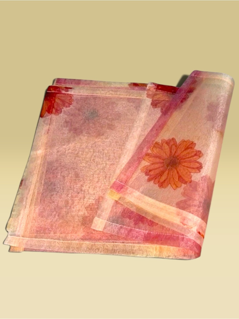 Bodrum Set of 8 Sheer Dahlia Orange Floral Placemats Rectangular 14" x 20"